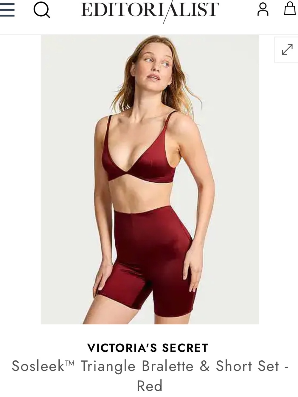 Victoria's Secret Satin-Look Triangle Bralette & High-Waist Shorts - Burgundy
